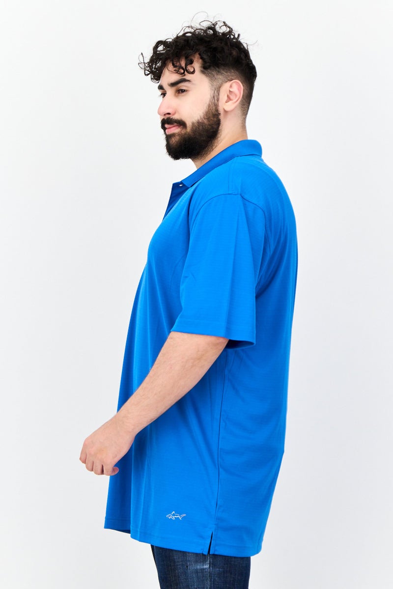 Greg Norman Men Regular Fit Textured Short  Sleeves Polo Shirt, Blue - Image 2